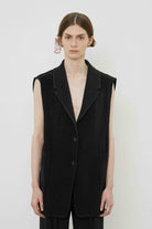 Pleated Long Vest-Jackets-Meimeij-Black-36/38-Mercantile Portland