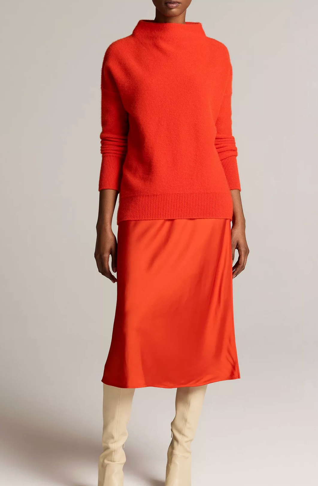 Plush Cashmere Funnel Neck Sweater in Crimson-Sweaters-Vince-Crimson-XS-Mercantile Portland