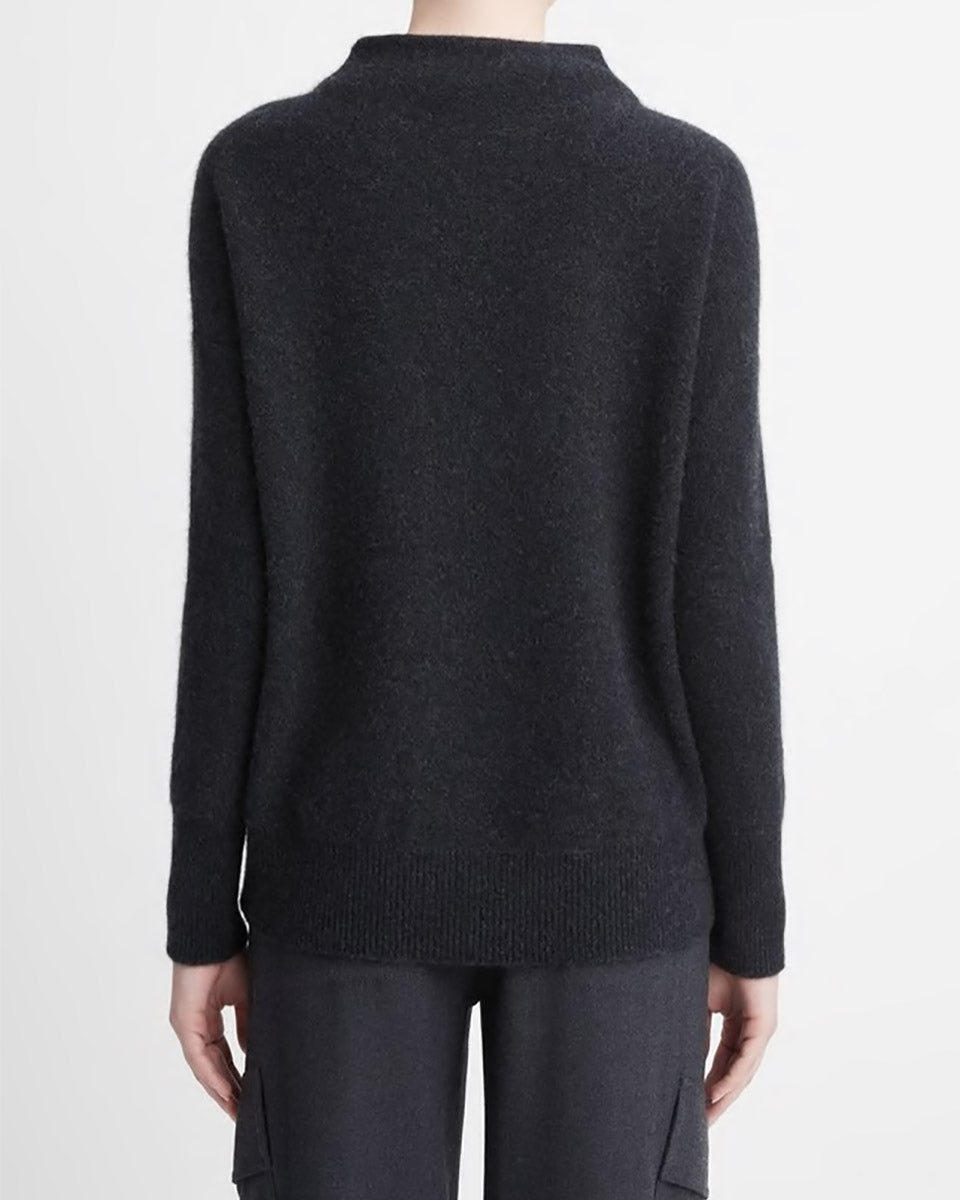 Plush Cashmere Funnel Neck Sweater-Sweaters-Vince-Black-XXS-Mercantile Portland