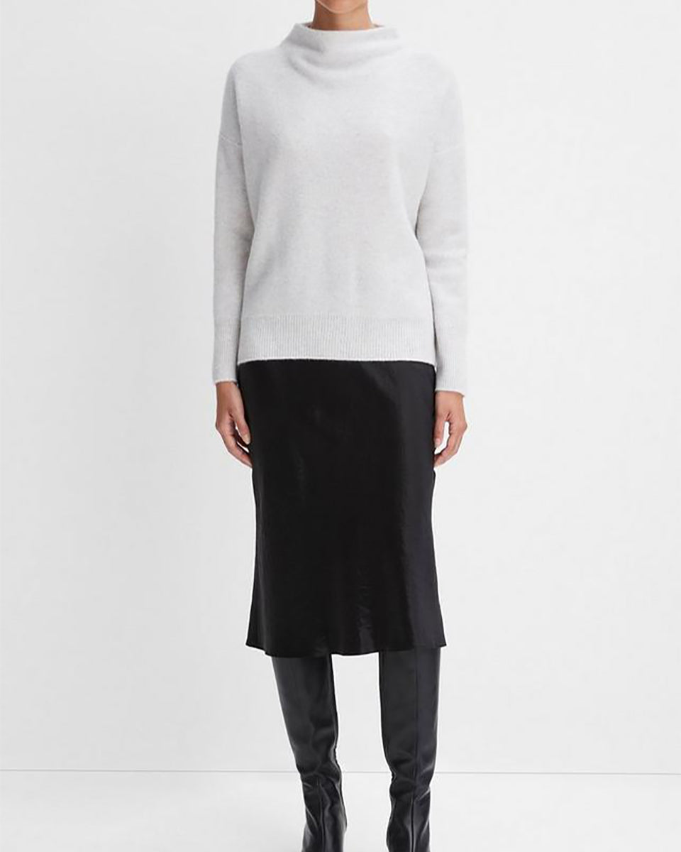 Plush Cashmere Funnel Neck Sweater-Sweaters-Vince-Heather Platinum-S-Mercantile Portland