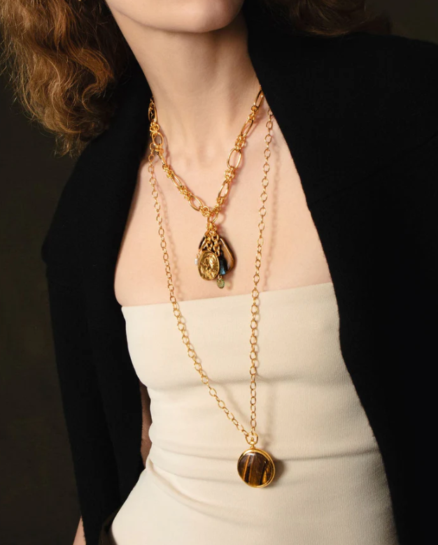 Pocket Watch Necklace Tiger's Eye-Jewelry-Chan Luu-Tigers Eye-OS-Mercantile Portland