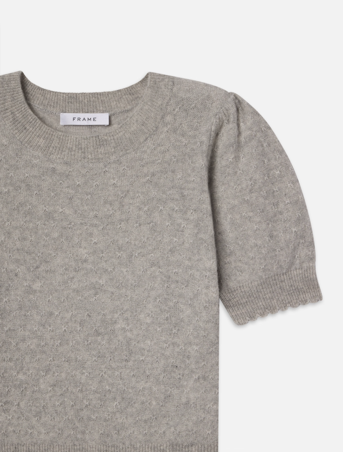 Pointelle Puff Sleeve Sweater-Clothing-Frame-Light Heather Grey-XXS-Mercantile Portland