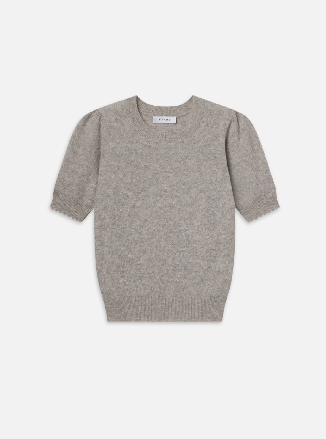 Pointelle Puff Sleeve Sweater-Clothing-Frame-Light Heather Grey-XXS-Mercantile Portland