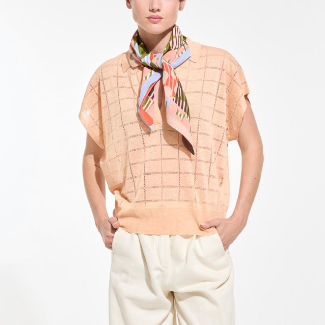 Pollen Square Scarf-Scarves and Wraps-MAPOESIE-Khaki Pink-OS-Mercantile Portland