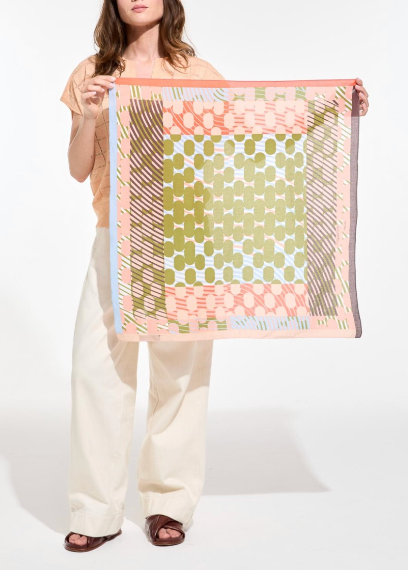 Pollen Square Scarf-Scarves and Wraps-MAPOESIE-Khaki Pink-OS-Mercantile Portland