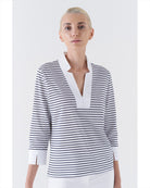 Polly Stripe Tee-Shirts-Amina Rubinacci-White/Navy Stripe-38-Mercantile Portland