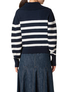 Polo Collar Knit Sweater-Clothing-Akris Punto-Navy Cashew-2-Mercantile Portland