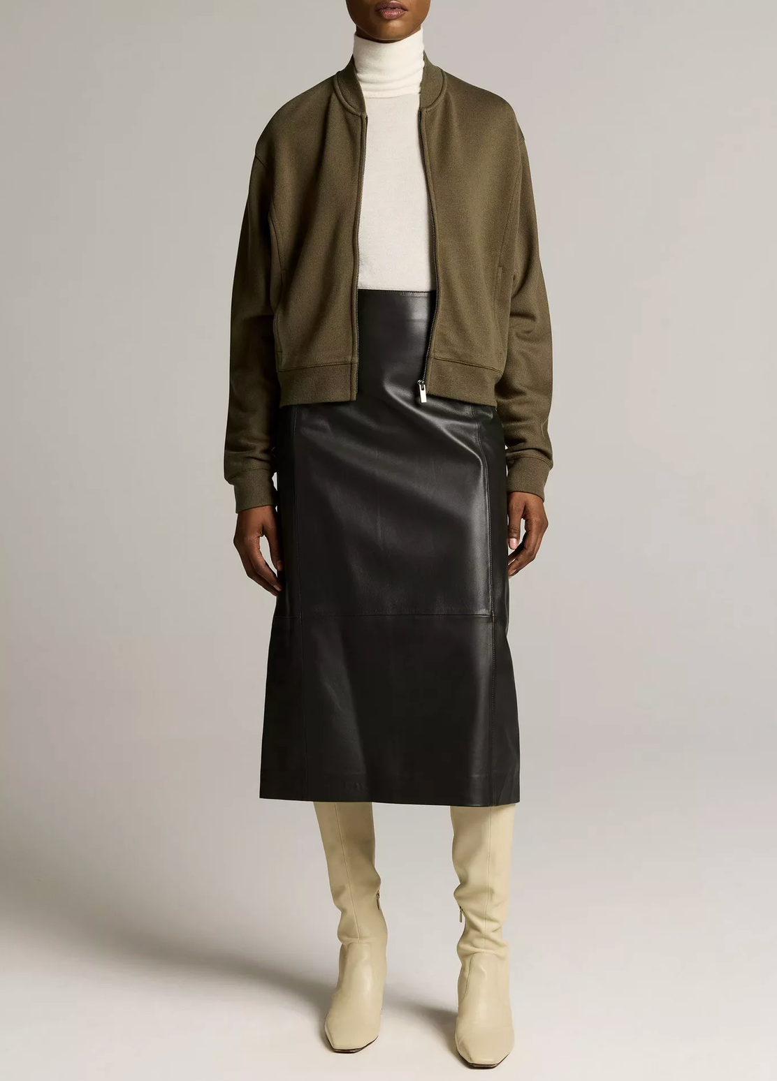 Ponte Knit Bomber Jacket in Rosemary-Jackets-Vince-Rosemary-XS-Mercantile Portland