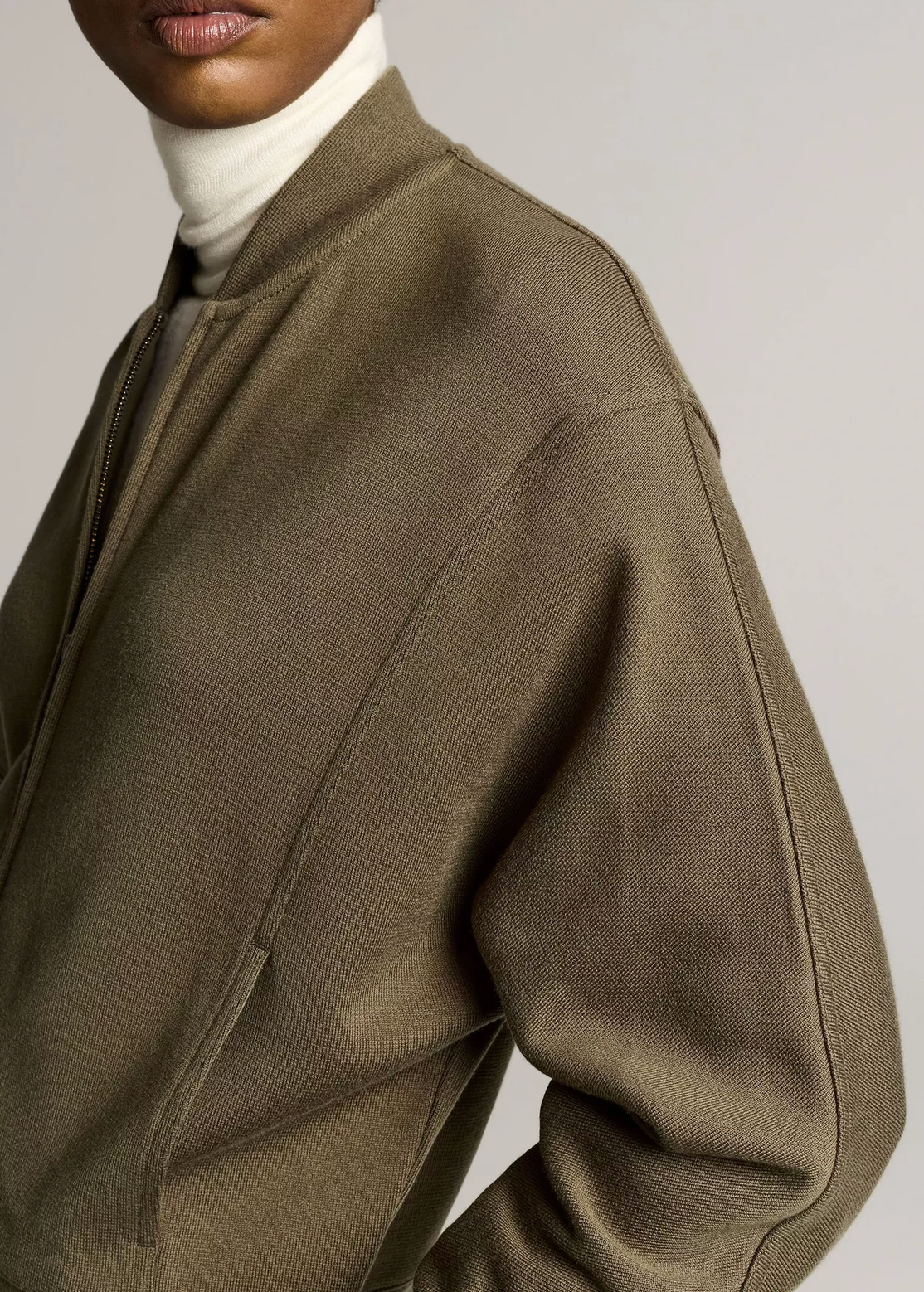 Ponte Knit Bomber Jacket in Rosemary-Jackets-Vince-Rosemary-XS-Mercantile Portland