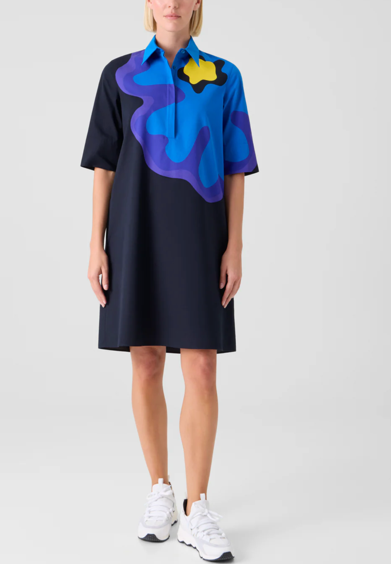 Pop Dot Flower Cotton Dress-Dresses-Akris Punto-Black Multi-2-Mercantile Portland