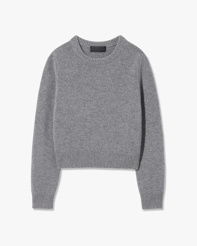 Poppy Cashmere Sweater in Grey Melange-Sweaters-Nili Lotan-Medium Grey Melange-XS-Mercantile Portland