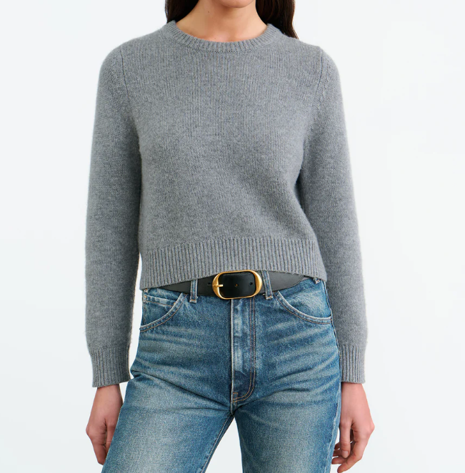 Poppy Cashmere Sweater in Grey Melange-Sweaters-Nili Lotan-Medium Grey Melange-XS-Mercantile Portland