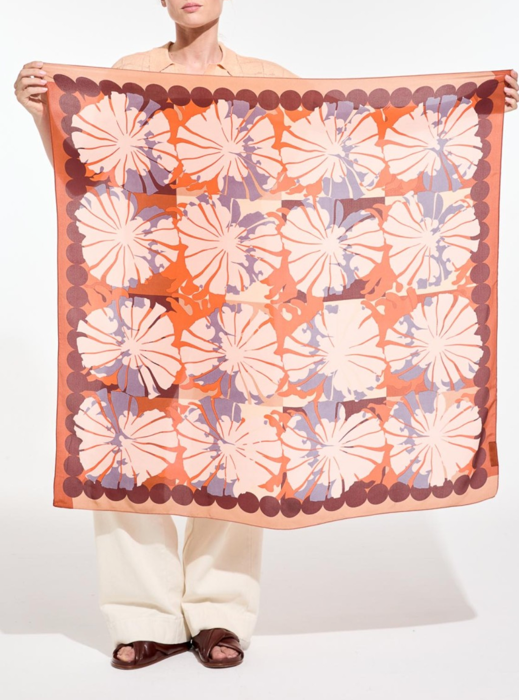 Poppy Silk Square Scarf-Scarves and Wraps-MAPOESIE-Brown-OS-Mercantile Portland