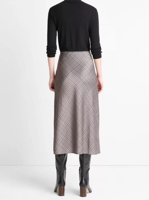 Pressed Plaid Satin Slip Skirt-Clothing-Vince-Multi Plaid-XXS-Mercantile Portland