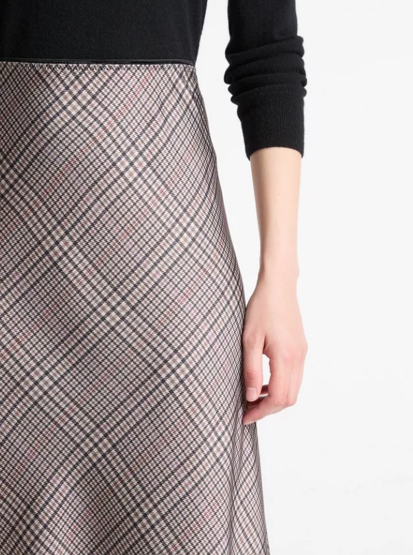 Pressed Plaid Satin Slip Skirt-Clothing-Vince-Multi Plaid-XXS-Mercantile Portland