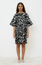 Printed Poplin Dress-Clothing-Meimeij-Black/ White-36-Mercantile Portland