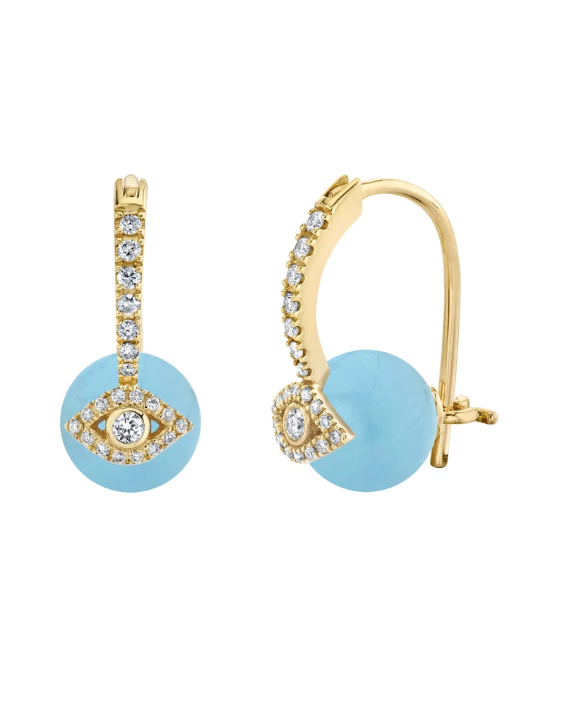 Protection Eye Bead Earrings-Jewelry-Sydney Evan-Yellow Gold-OS-Mercantile Portland
