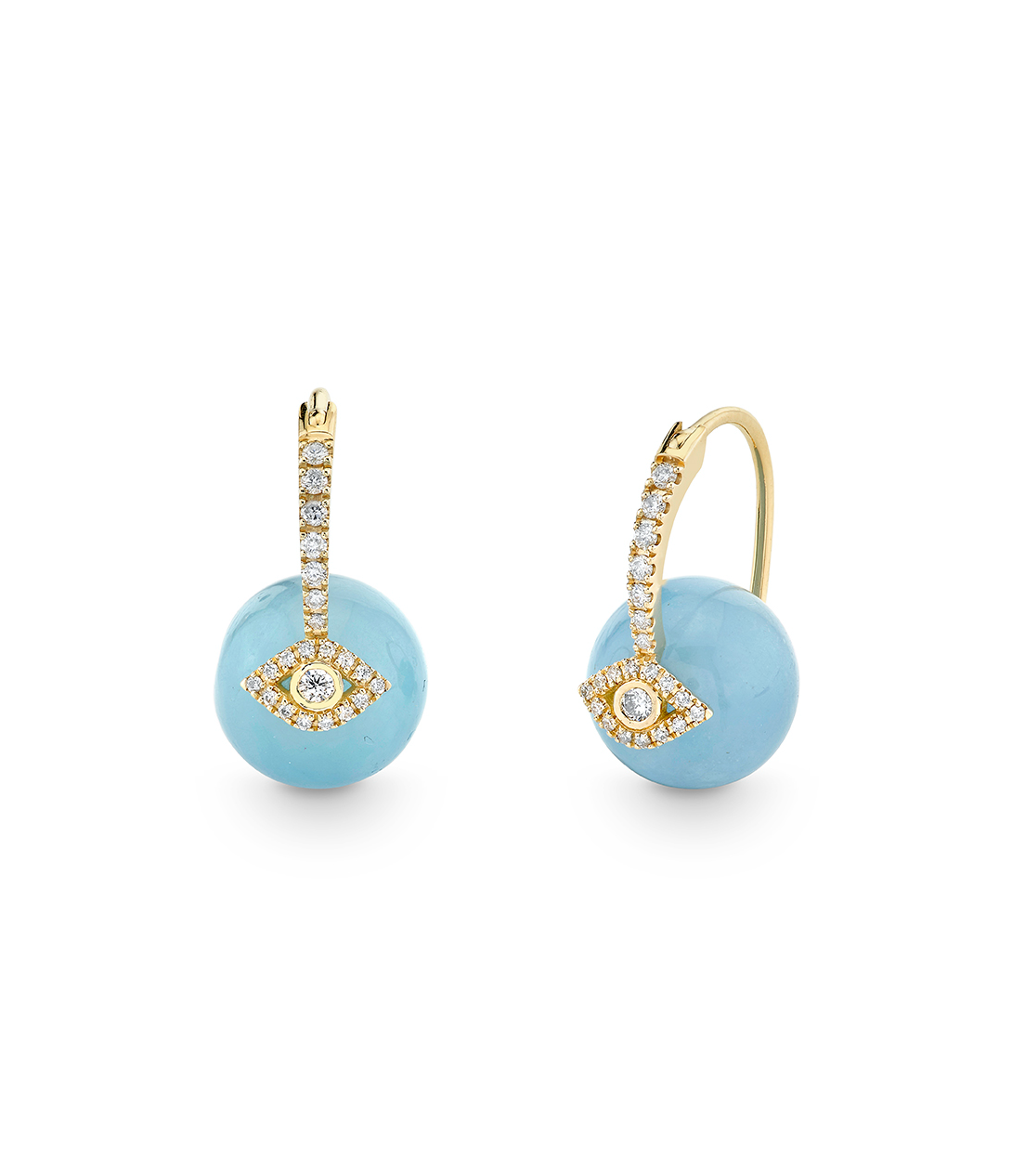 Protection Eye Bead Earrings-Jewelry-Sydney Evan-Yellow Gold-OS-Mercantile Portland