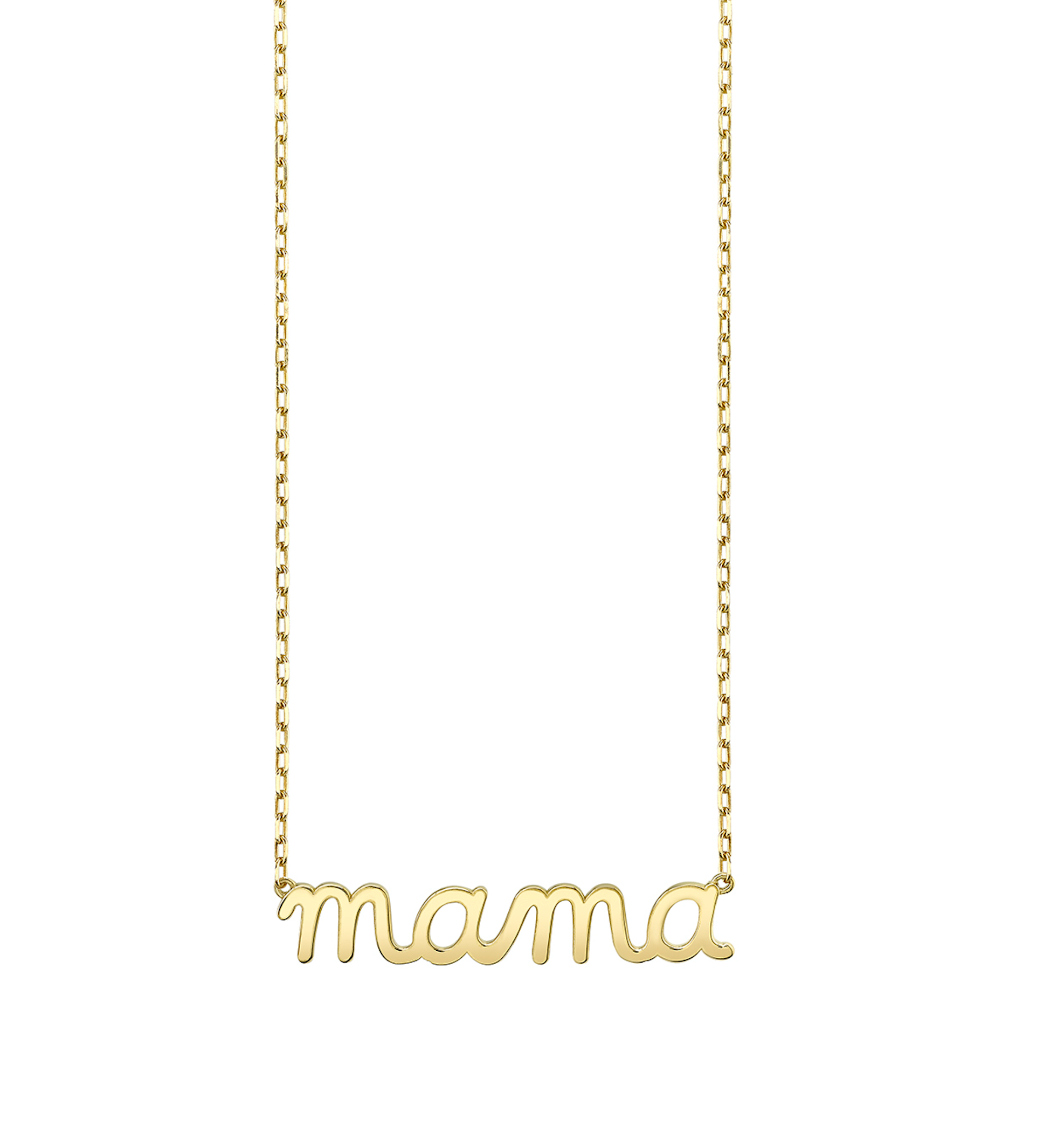 Pure Gold "Mama" Script Necklace-Jewelry-Sydney Evan-Yellow Gold-OS-Mercantile Portland