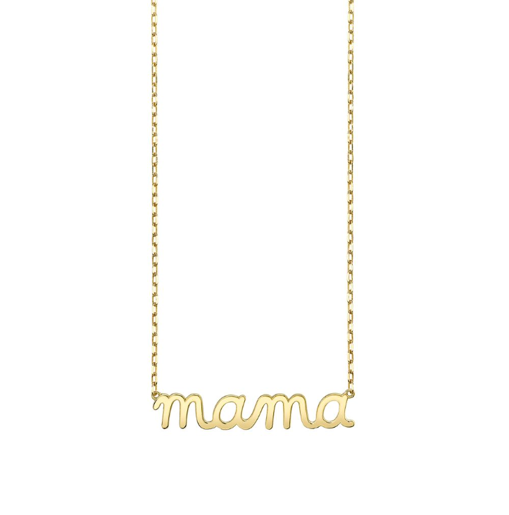 Pure Gold Mama Script Necklace-Jewelry-Sydney Evan-Yellow Gold-OS-Mercantile Portland