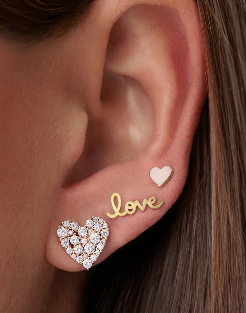 Pure Gold Tiny Love Script Stud-Jewelry-Sydney Evan-Yellow Gold-OS-Mercantile Portland