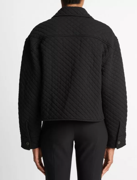 Quilted Cotton-Blend Collared Jacket-Jackets-Vince-Coastal Blue-XXS-Mercantile Portland