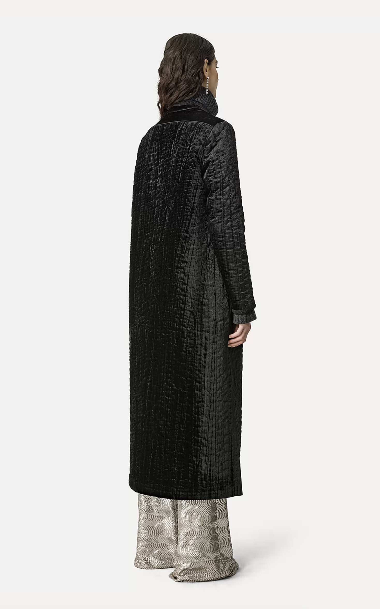 Quilted Pleated Velvet Coat-Clothing-Forte Forte-Black-0-Mercantile Portland