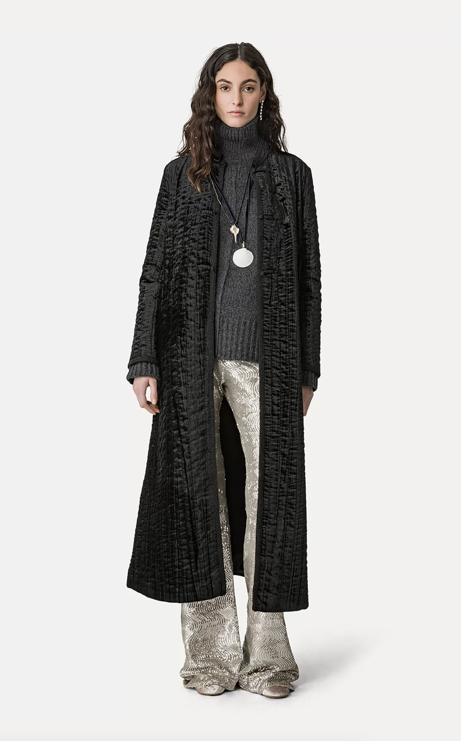 Quilted Pleated Velvet Coat-Clothing-Forte Forte-Black-0-Mercantile Portland