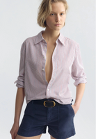 Raphael Classic Shirt-Clothing-Nili Lotan-Red Blue Stripe-XS-Mercantile Portland