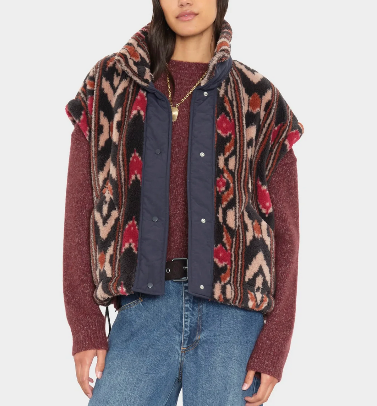 Ravena Vest in Black Ikat-Jackets-Xirena-Black Ikat-XS-Mercantile Portland