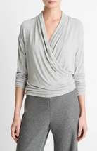 Relaxed Fixed-Wrap Jersey Top-Tops-Vince-Heather Pale Grey-XXS-Mercantile Portland