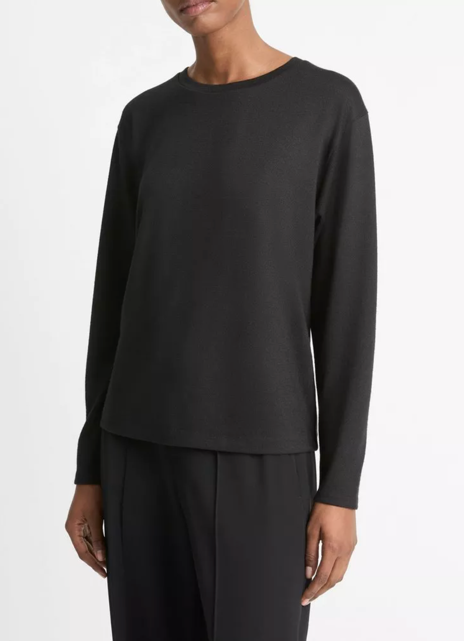 Relaxed Long Sleeve Crewneck-Clothing-Vince-Black-XXS-Mercantile Portland