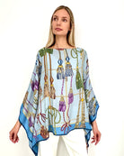 Remini Cashmere Printed Poncho – Light Blue-Kaftans and Ponchos-Rani Arabella-OS-Mercantile Portland
