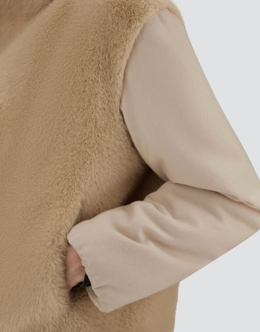 Resort Jacket in Faux Fur with Beaver-Effect-Outerwear-Herno-Chantily-36-Mercantile Portland