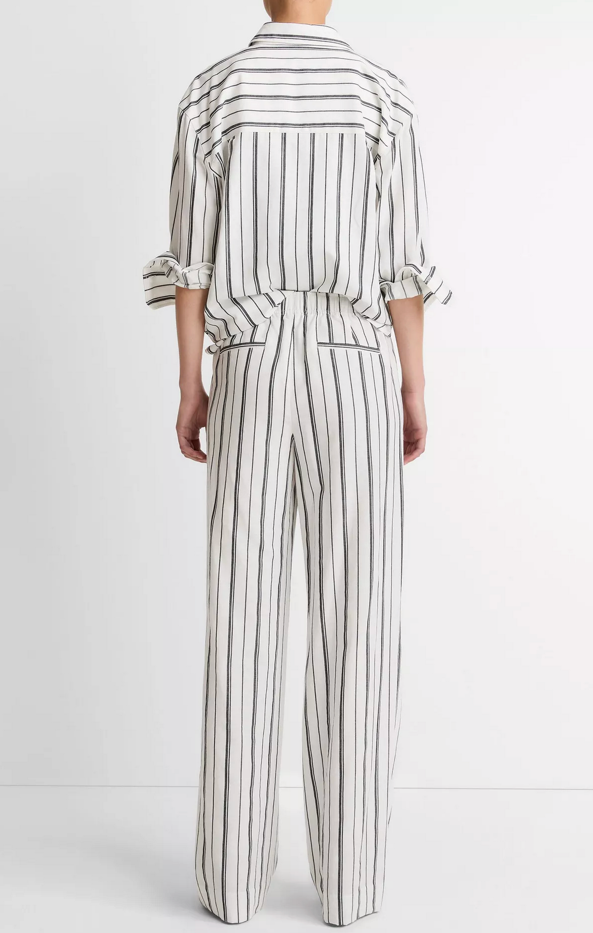 Resort Stripe Pull-On Pant-Pants-Vince-White / Black-XXS-Mercantile Portland