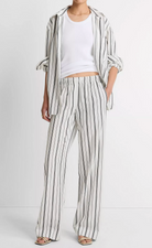 Resort Stripe Pull-On Pant-Pants-Vince-White / Black-XXS-Mercantile Portland