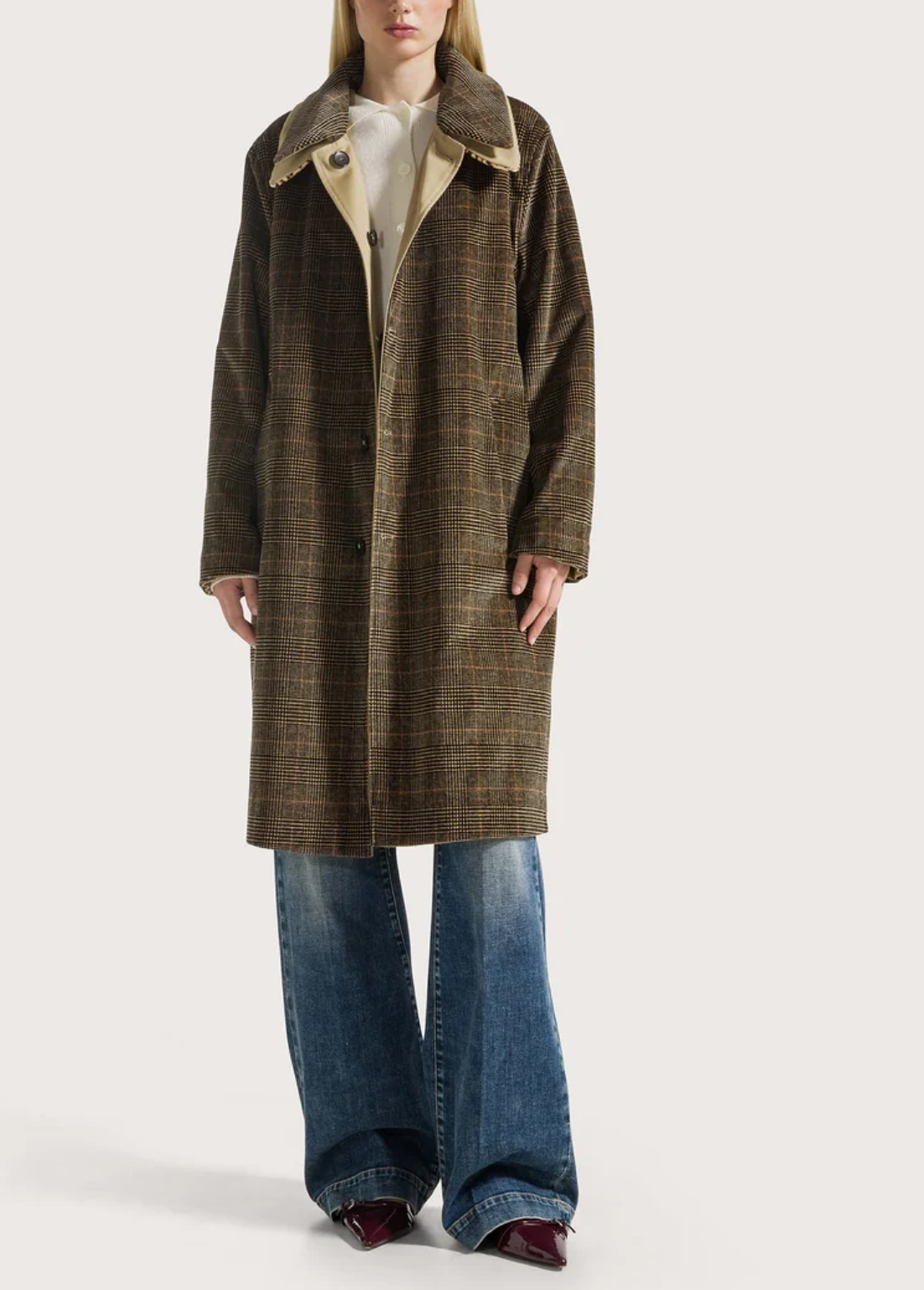 Reversible Gabardine Coat-Outerwear-SEVENTY-Khaki-38-Mercantile Portland