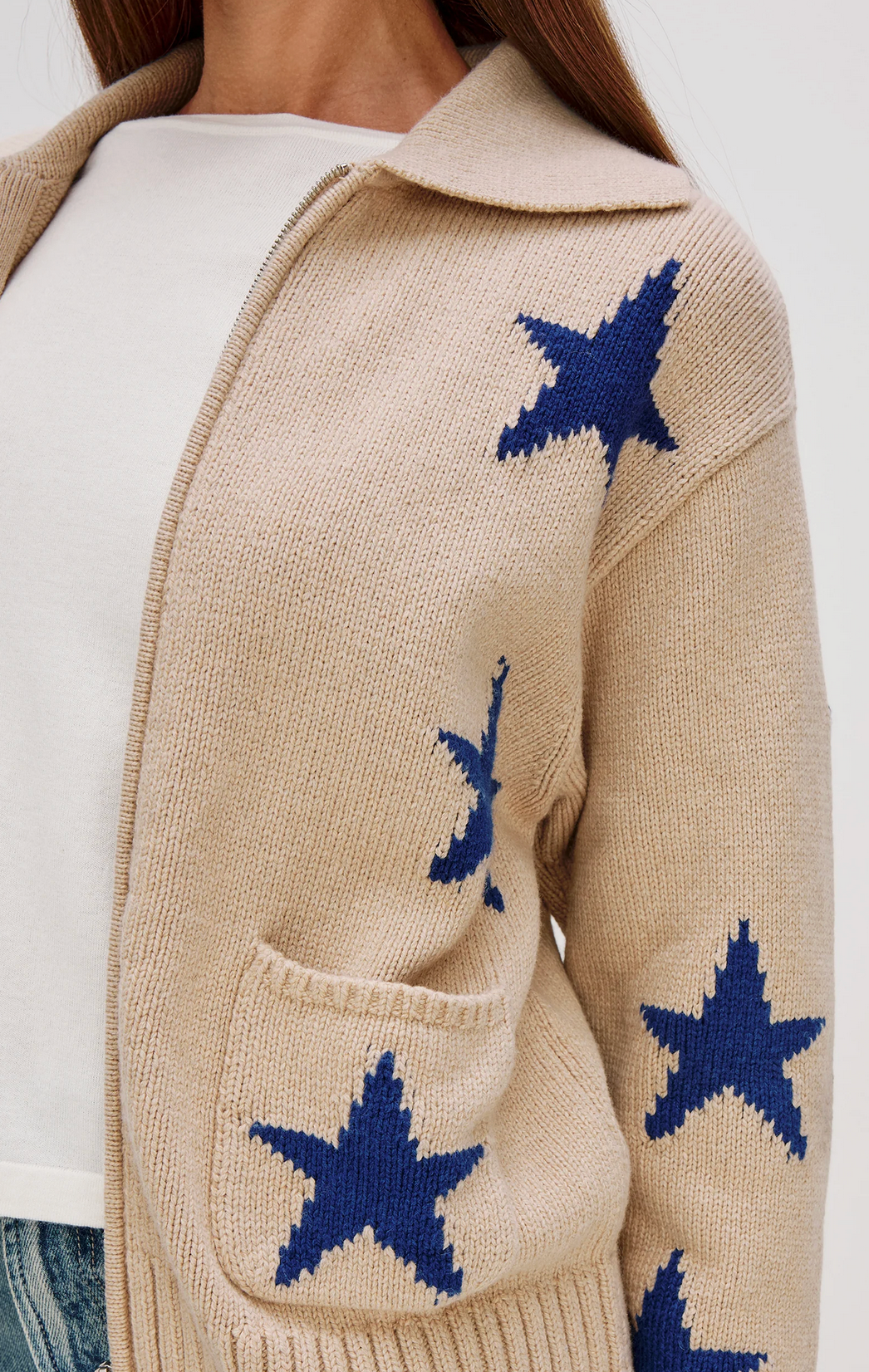 Rhea Cardigan with Cobalt Stars-Sweaters-Rails-Camel with Cobalt Stars-XS-Mercantile Portland