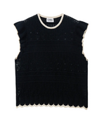 Rhonda Pointelle Cotton Tank-Sweaters-27 Miles-Black Ivory-XS-Mercantile Portland