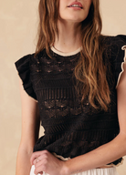 Rhonda Pointelle Cotton Tank-Sweaters-27 Miles-Black Ivory-XS-Mercantile Portland