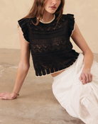 Rhonda Pointelle Cotton Tank-Sweaters-27 Miles-Black Ivory-XS-Mercantile Portland