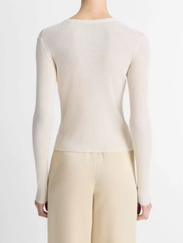 Ribbed Cashmere-Silk Henley Sweater-Clothing-Vince-Deep Iris-XXS-Mercantile Portland