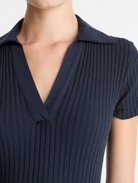 Ribbed Cotton-Blend Polo Dress-Dresses-Vince-Coastal Blue-XXS-Mercantile Portland