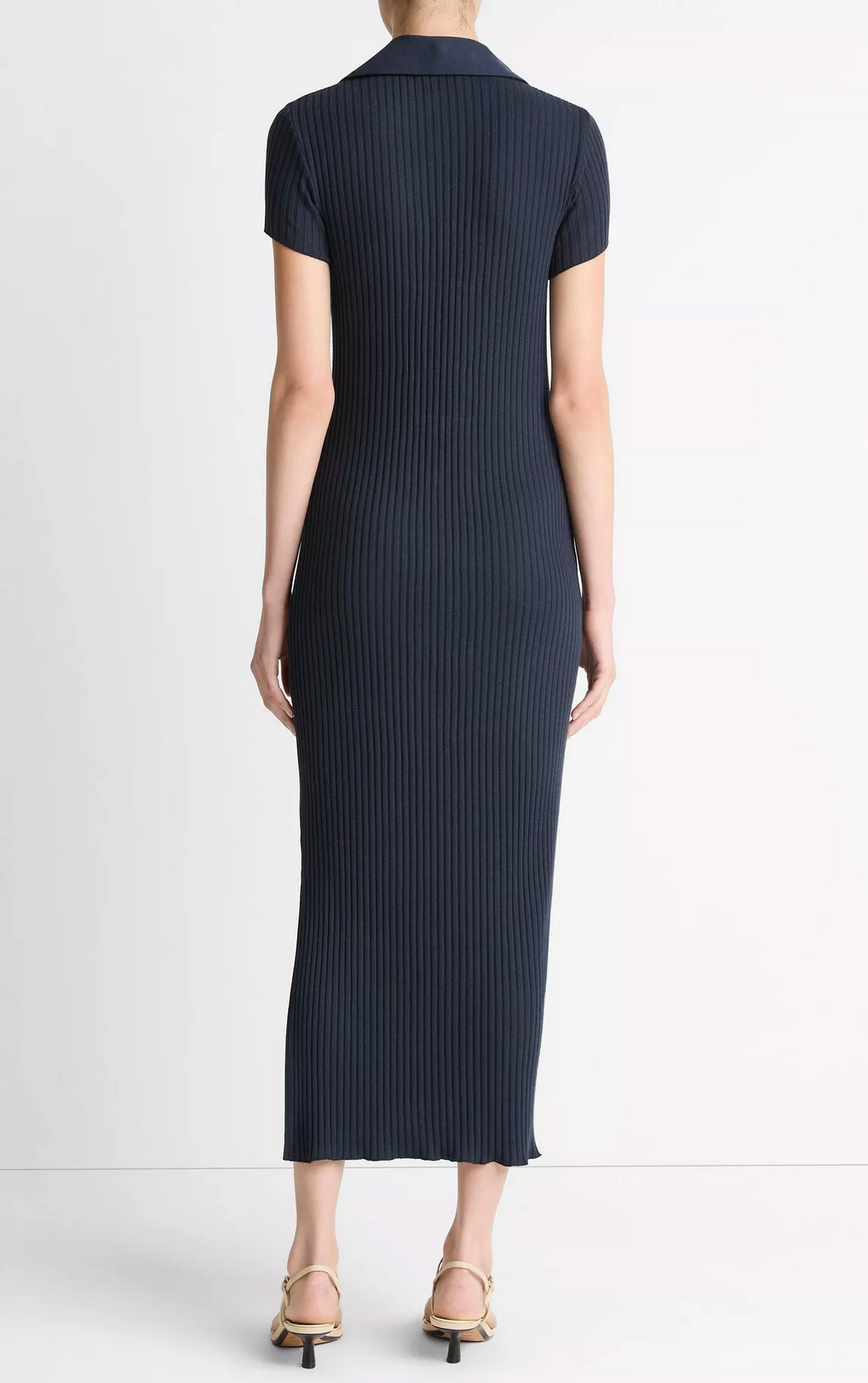 Ribbed Cotton-Blend Polo Dress-Dresses-Vince-Coastal Blue-XXS-Mercantile Portland