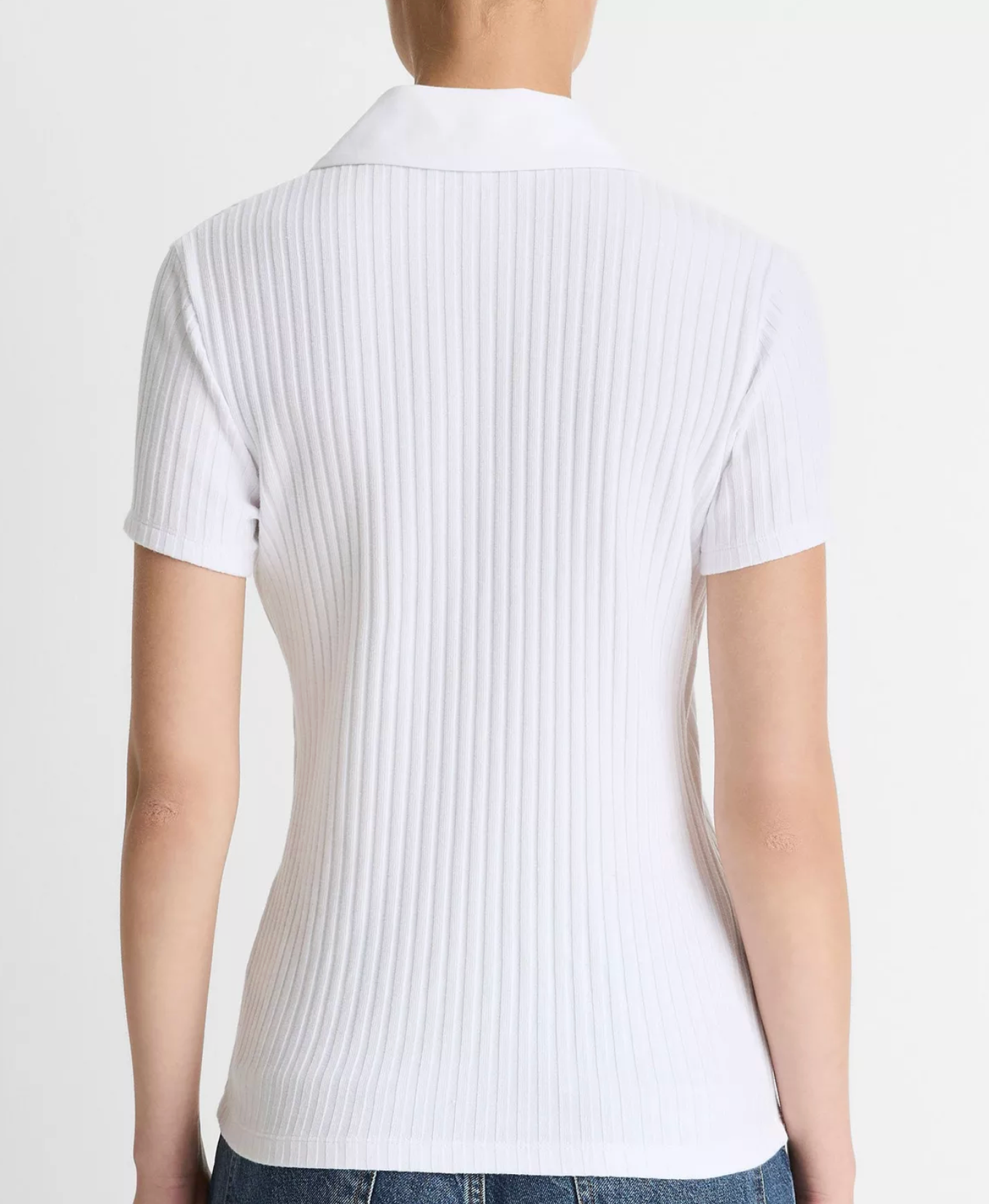 Ribbed Cotton-Blend Polo-Tops-Vince-Optic White-XXS-Mercantile Portland