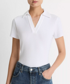 Ribbed Cotton-Blend Polo-Tops-Vince-Optic White-XXS-Mercantile Portland