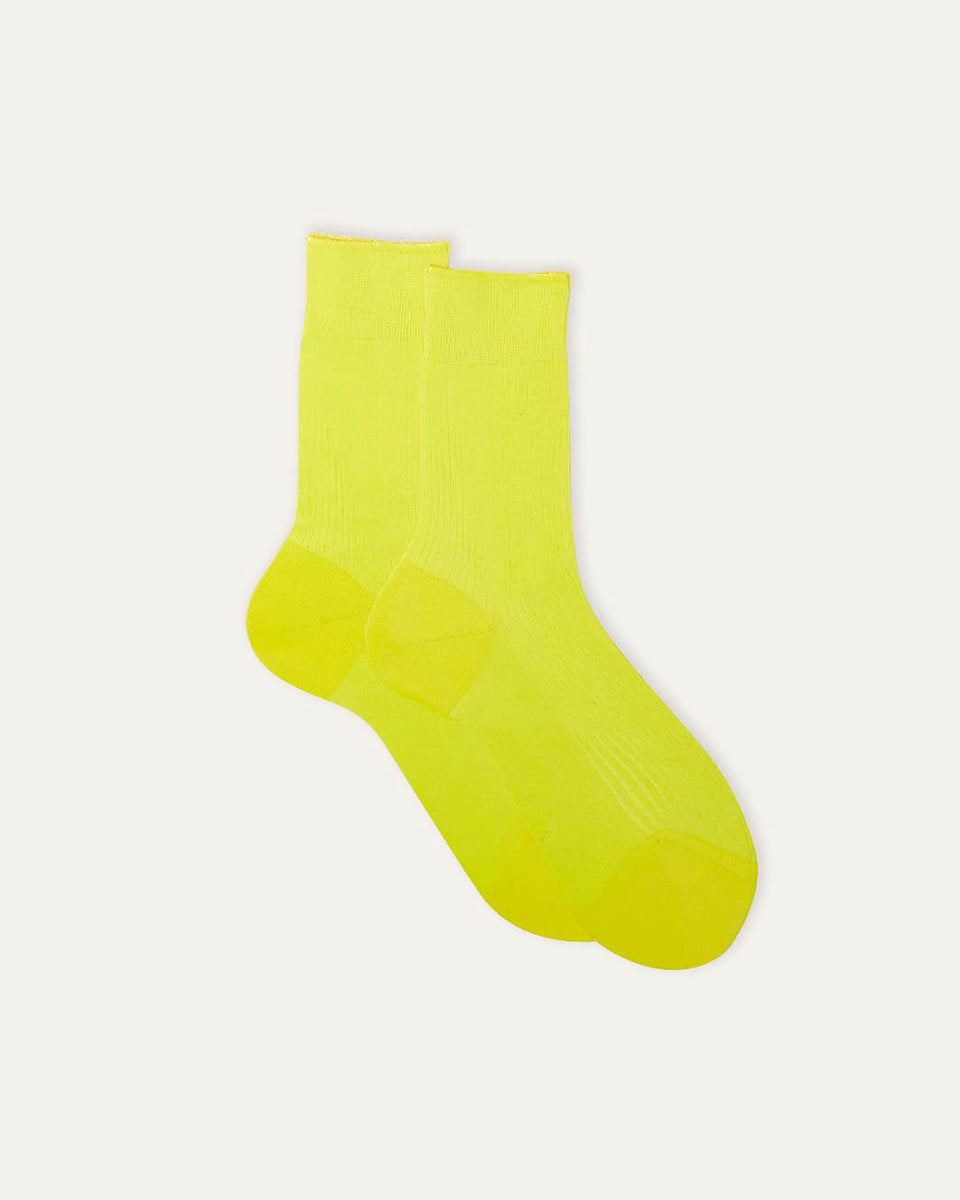 Ribbed Laminated Socks in Florescent Yellow-Socks-Maria La Rosa-OS-Mercantile Portland