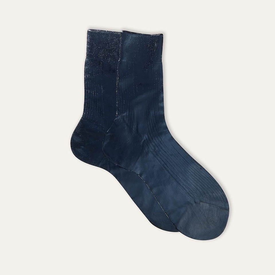 Ribbed Laminated Socks in Navy-Socks-Maria La Rosa-OS-Mercantile Portland