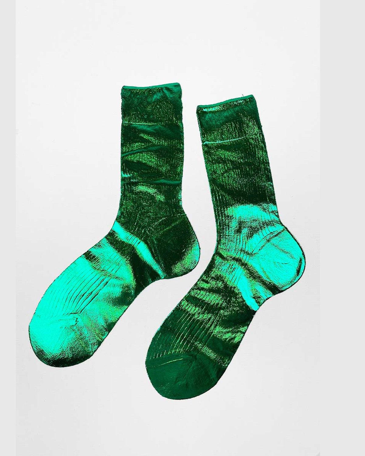 Ribbed Laminated Socks in Smeraldo-Socks-Maria La Rosa-OS-Mercantile Portland