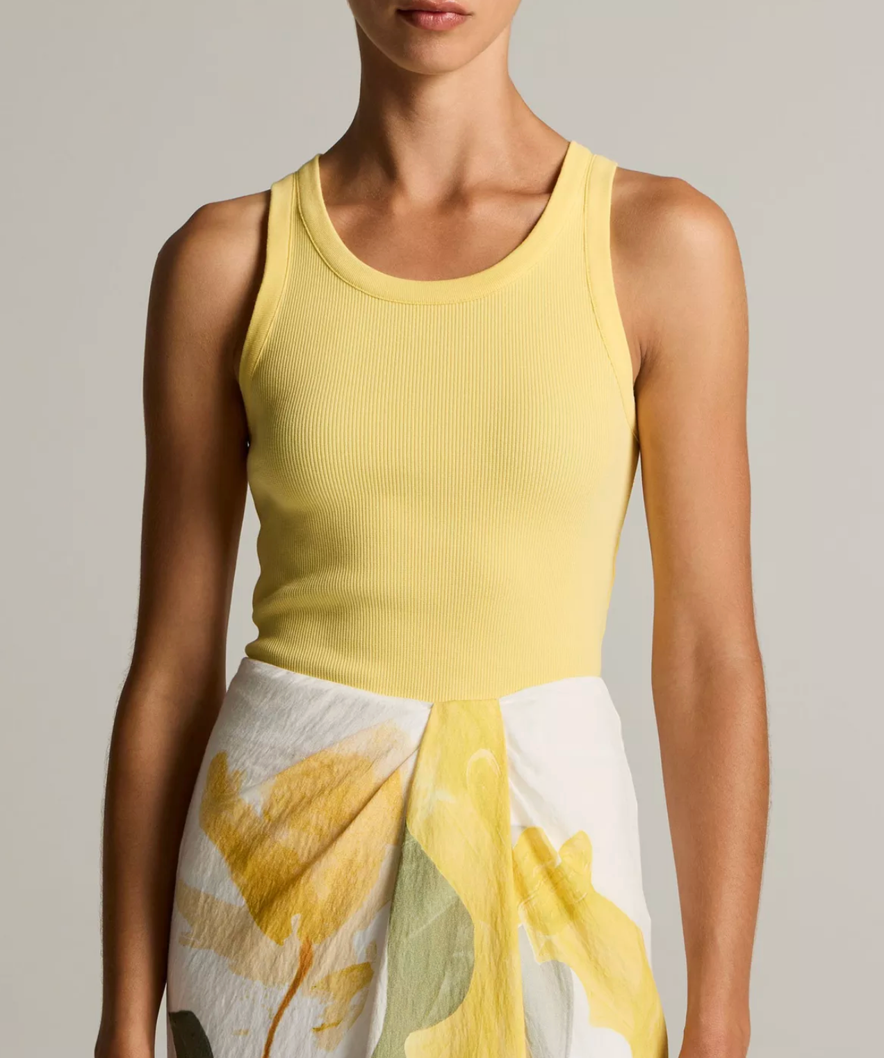 Ribbed Scoop-Neck Tank in Limone-Tops-VINCE-Limone-XS-Mercantile Portland